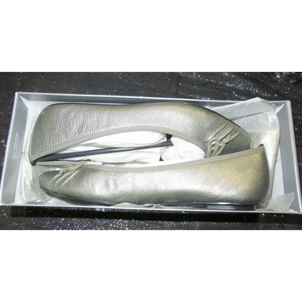 Jessica Simpson Pewter Western Leather Leve Square Toe Ballet Flats size 7.5